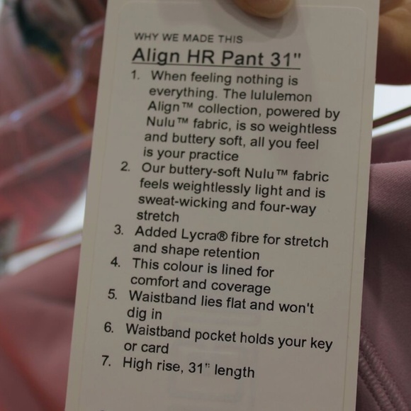 lululemon Align HR 31” leggings in PKPl sz 8 NWT - Picture 6 of 13